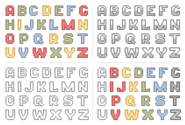 Pixel Art buntes Alphabet — Stockvektor