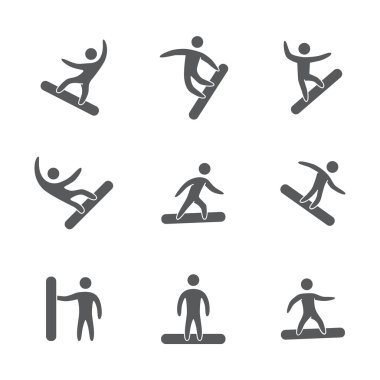 Rakamlar snowboard Icons set siluetleri