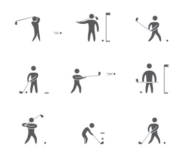 Rakamlar golfçü Icons set siluetleri