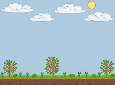 Piksel sanat yaz güneşli gün