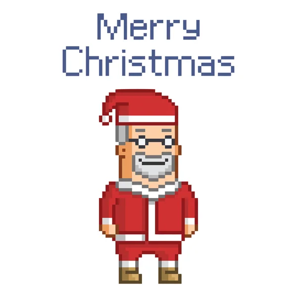 Pixel Santa Claus en Kerstmis — Stockvector