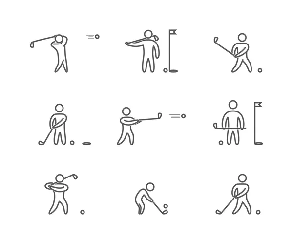 Outline golf icons set — Stock Vector