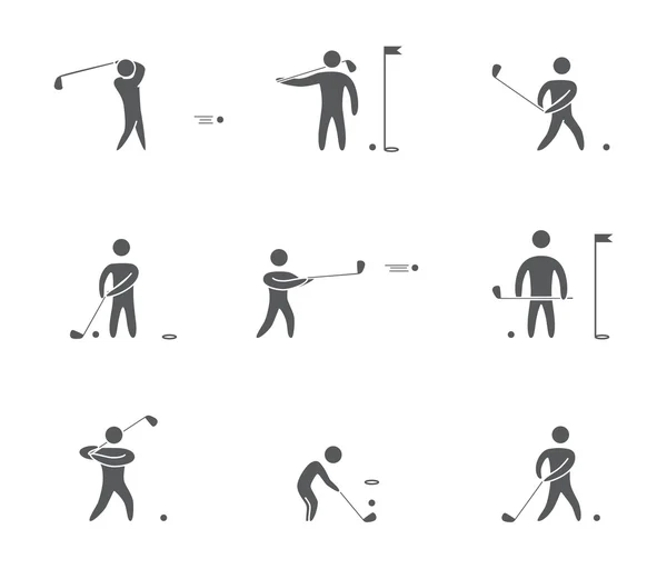 Silhouettes of figures golfer icons set — Stock Vector