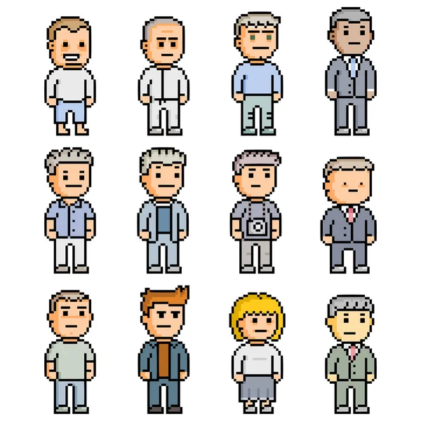 Pixel set of people — Stock Vector