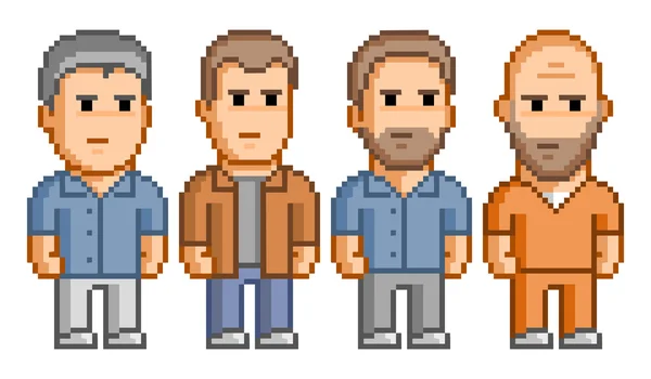 Pixel people for 8 bit video game — Stock Vector