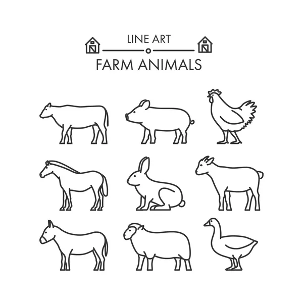 農場の動物の概要図 — ストックベクタ