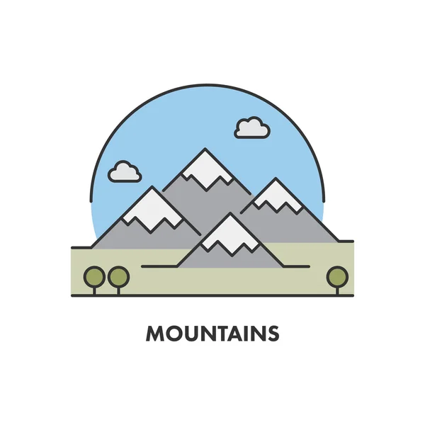 Színes vonal ikon-hegység — Stock Vector