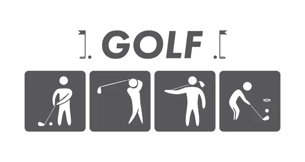 Silhouette di figure golfisti — Vettoriale Stock