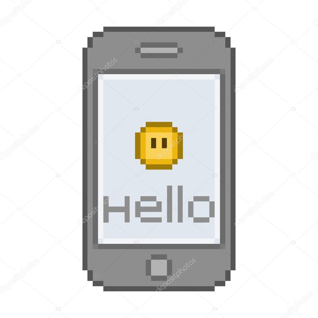 Pixel smartphone, funny hello message with a smile