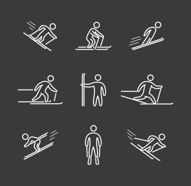 Doğrusal Kayak Icons set
