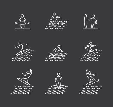 Doğrusal sörf Icons set