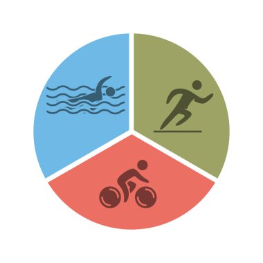Triatlon logo ve kutsal kişilerin resmi. Yüzme, Bisiklet, koşu sembolleri