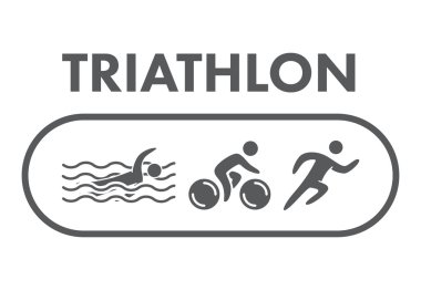 Triatlon logo ve kutsal kişilerin resmi. Yüzme, Bisiklet, koşu sembolleri