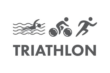 Triatlon logo ve kutsal kişilerin resmi. Yüzme, Bisiklet, koşu sembolleri