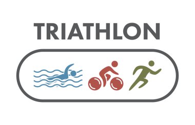 Triatlon logo ve kutsal kişilerin resmi. Yüzme, Bisiklet, koşu sembolleri