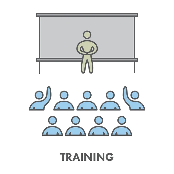 Linia ikona szkoleń, prezentacji i seminarium. Wektor biznes sy — Wektor stockowy