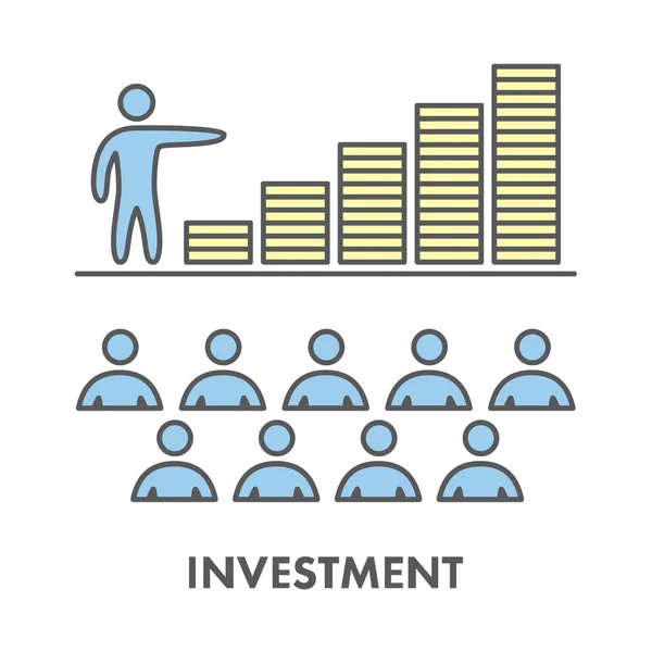 Linea icona investimento e finanza. Simbolo aziendale vettoriale — Vettoriale Stock