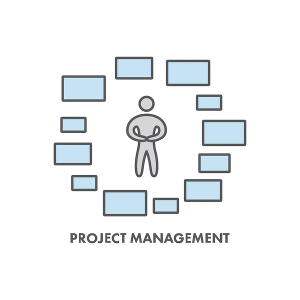 Icono de línea gestión de proyectos. Símbolo comercial vectorial — Archivo Imágenes Vectoriales