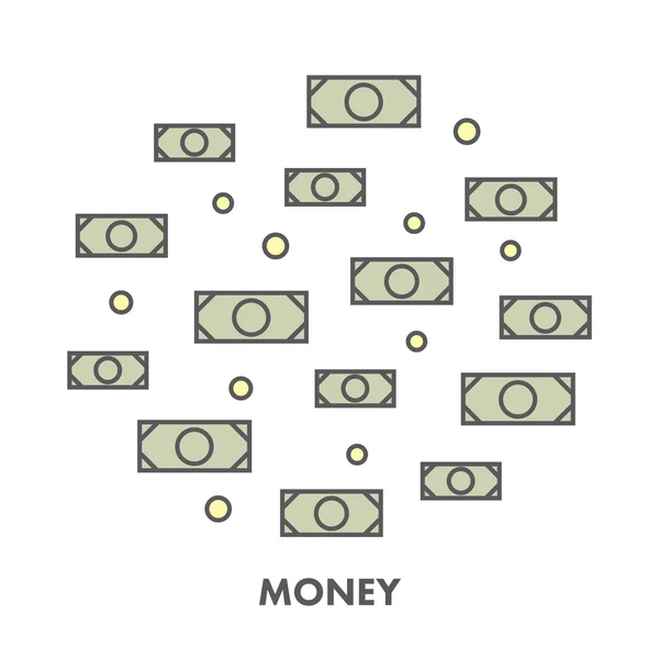 Linea icona denaro e bancario. Simbolo aziendale vettoriale — Vettoriale Stock
