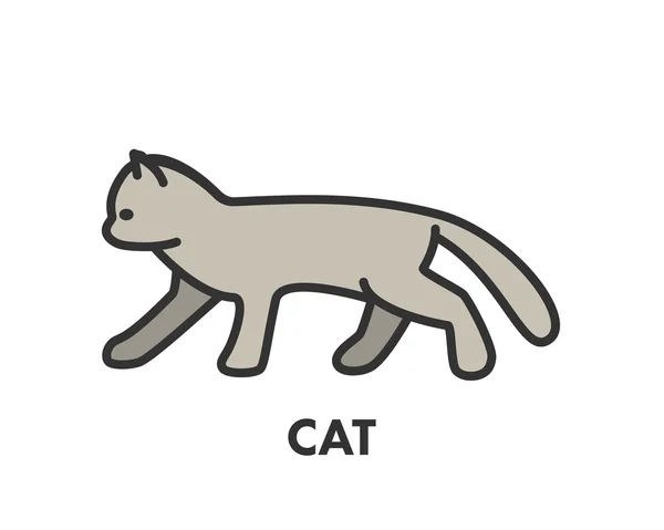 Geschilderde lijn figuur van kat. Vector overzichtssymbool — Stockvector