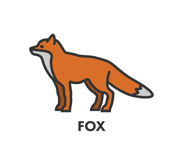 Painted line figure of fox. Vector outline symbol — Stock Vector