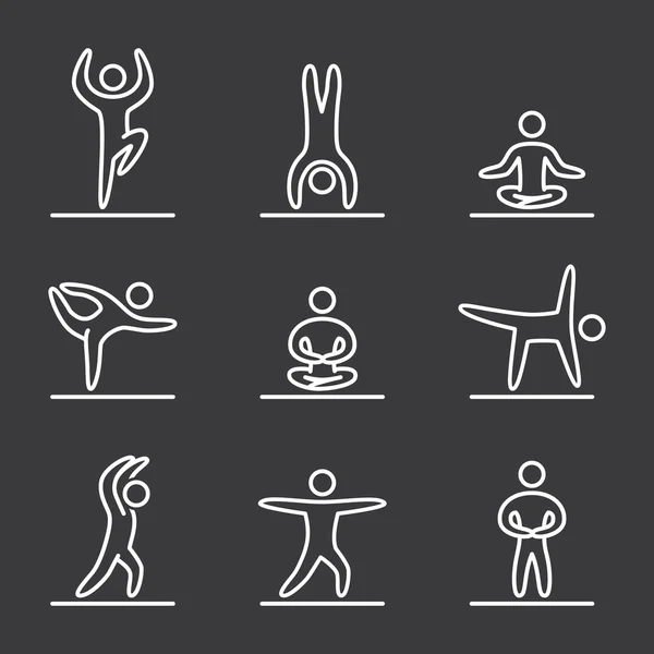 Набор иконок для йоги — стоковый вектор