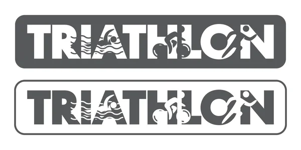 Logo e icono del triatlón. Natación, ciclismo, correr símbolos — Vector de stock