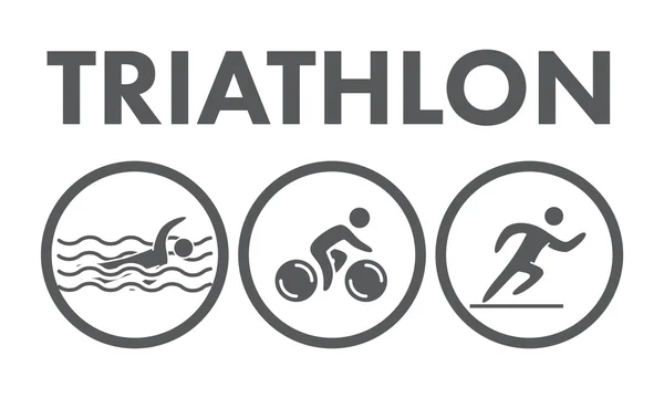 Triathlon logo and icon. Swimming, cycling, running symbols — Stock Vector