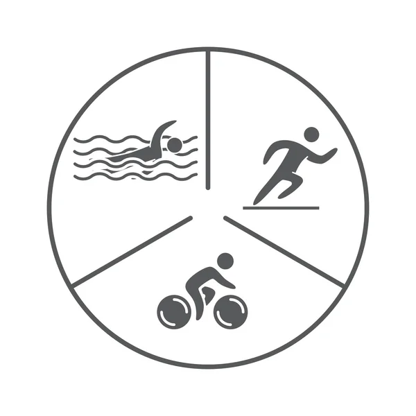 Logo e icono del triatlón. Natación, ciclismo, correr símbolos — Archivo Imágenes Vectoriales