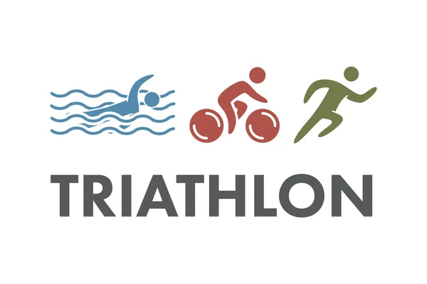 Logo et icône du triathlon. Natation, cyclisme, symboles de course — Image vectorielle