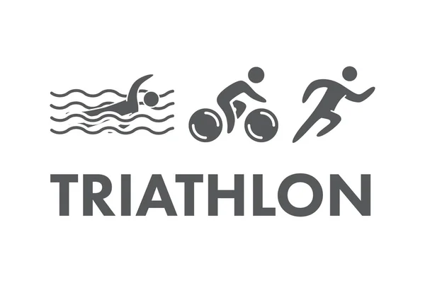 Logo et icône du triathlon. Natation, cyclisme, symboles de course — Image vectorielle