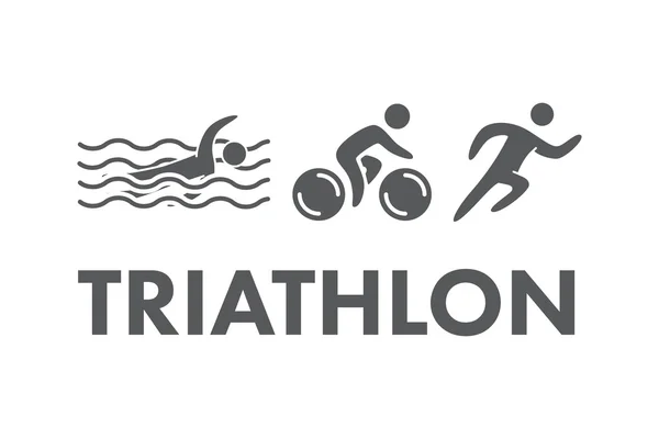 Triatlon logo en pictogram. Zwemmen, Fietsen, lopen symbolen — Stockvector