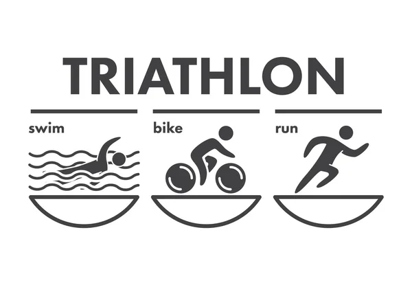 Logo e icona del triathlon. Nuoto, ciclismo, simboli di corsa — Vettoriale Stock