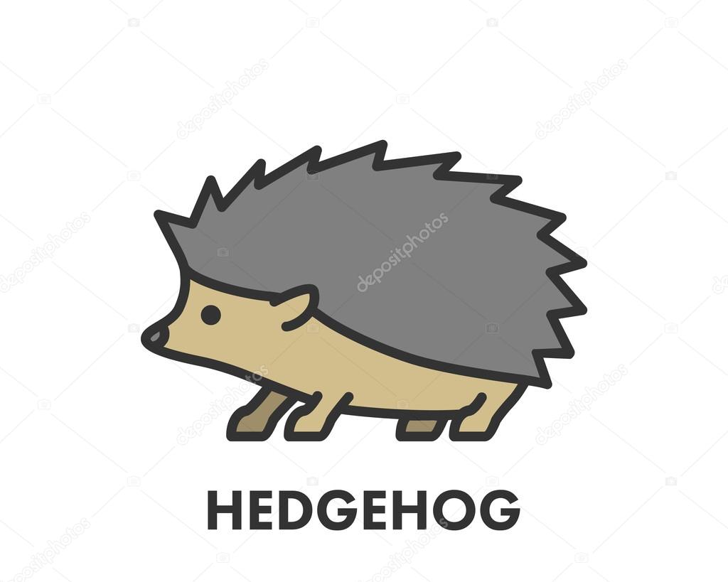 Painted line figure of hedgehog. Vector outline symbol for web and design