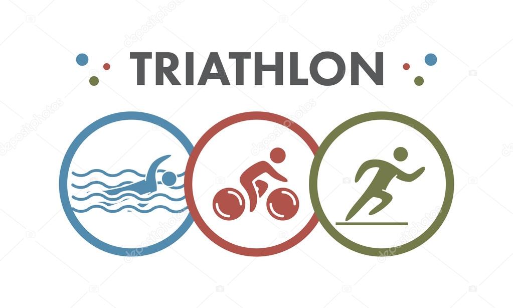 Triathlon logo and icon. Swimming, cycling, running symbols