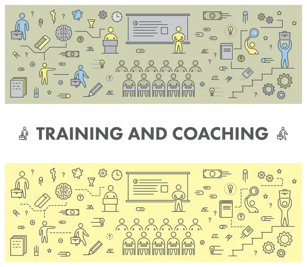 Concetto di linea banner web per formazione e coaching — Vettoriale Stock