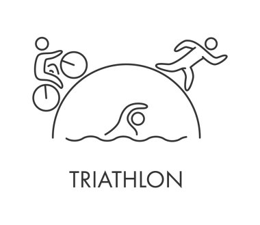 Triatlon logo ve kutsal kişilerin resmi. Yüzme, Bisiklet, koşu sembolleri