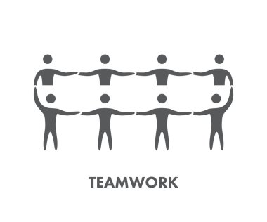 Beyaz bir arka plan üzerinde siyah çizgi simgesini ekip çalışması