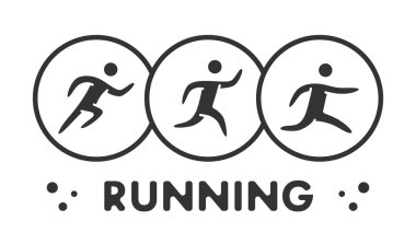 Siyah çalışan logo ve sembolü. Vektör spor idolü