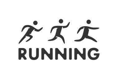 Siyah çalışan logo ve sembolü. Vektör spor idolü