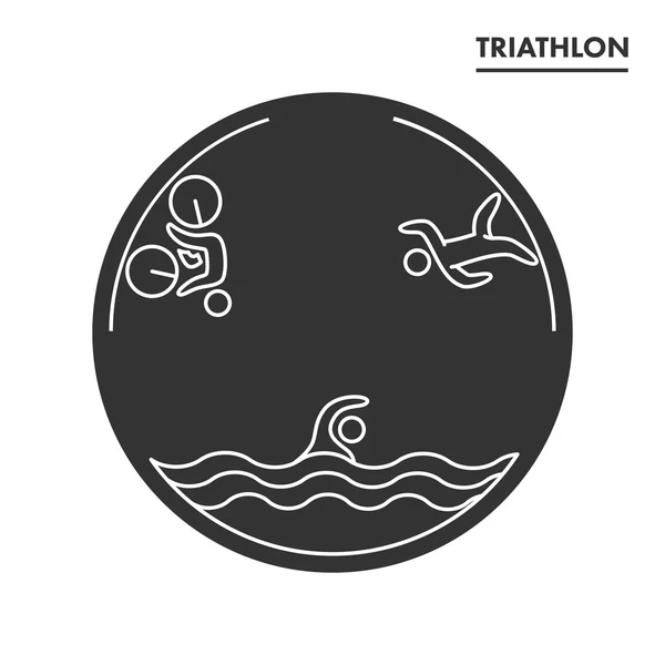 Triatlon logo ve kutsal kişilerin resmi. Yüzme, Bisiklet, koşu sembolleri — Stok Vektör