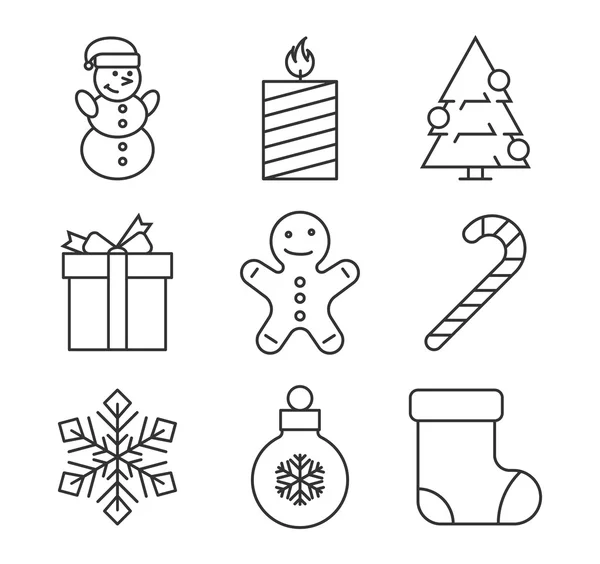 Line christmas icons set. Vector linear symbol — Stock Vector