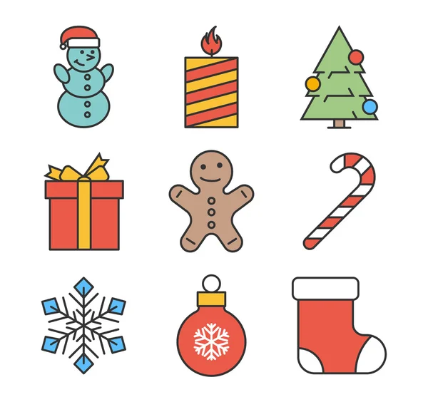 Line christmas icons set. Vector linear symbol — Stock Vector