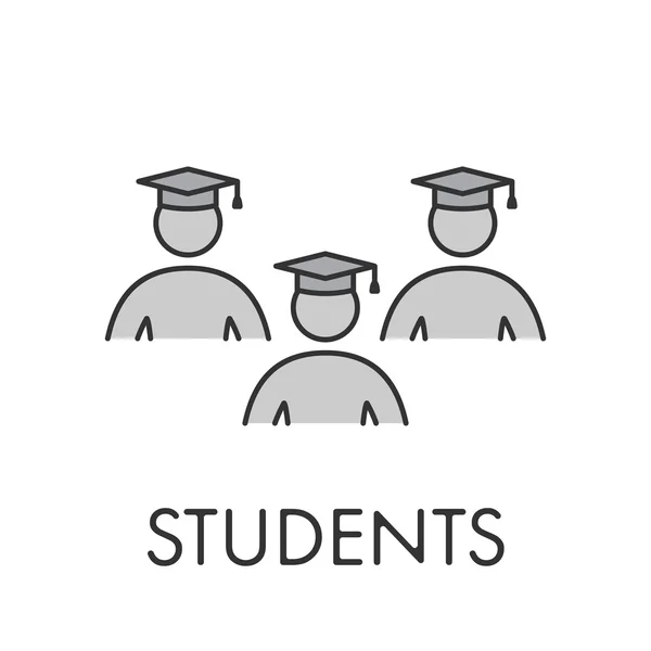 Γραμμή εικονίδιο φοιτητές. Διάνυσμα γραμμικά σύμβολα — Διανυσματικό Αρχείο