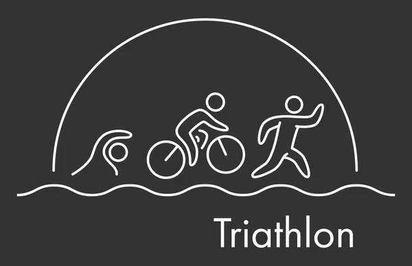 Τρίαθλο λογότυπο και εικόνα. Κολύμπι, ποδηλασία, τρέξιμο σύμβολα — Διανυσματικό Αρχείο
