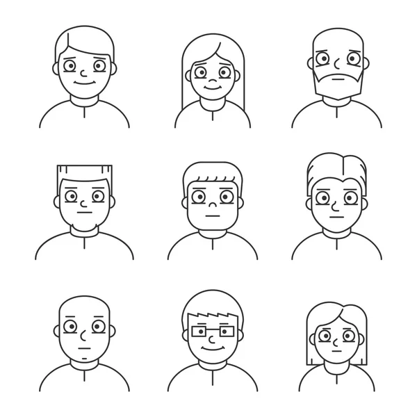 Line people avatars for profile and web — Stock Vector
