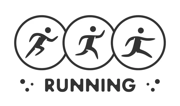 Logo y símbolo negro corriendo. Icono del deporte vectorial — Vector de stock