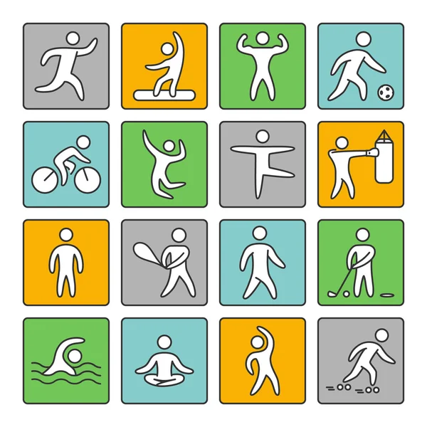 Conjunto de iconos lineales para deportes populares. Vector forma atletas — Archivo Imágenes Vectoriales