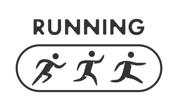 Logo y símbolo negro corriendo. Icono del deporte vectorial — Vector de stock