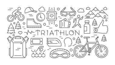 Horizontal line banner triathlon. Vector sport concept. Vector l